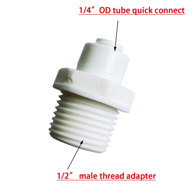 YZMSZ YZM 1/2" Male Thread x 1/4" OD tube Quick Connector fittings Water Purifiers Filters Reverse Osmosis Systems accessories set of 5. - Image 2